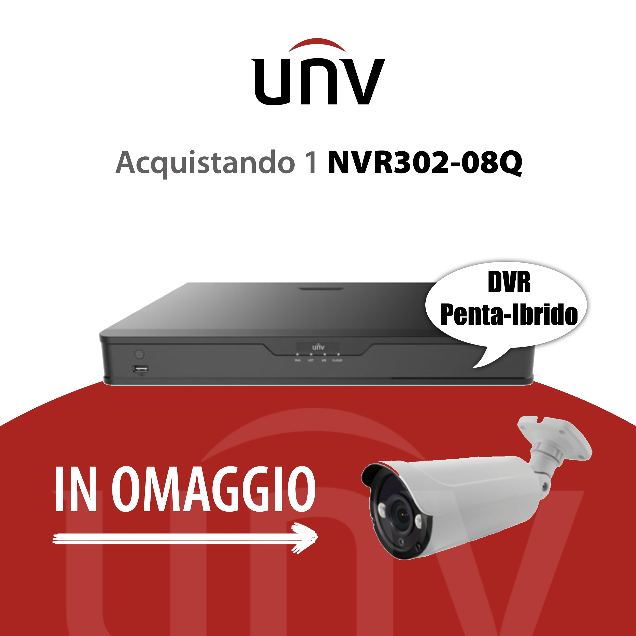 NVR302-08Q è un DVR Penta-Ibrido 8+4IN - VIDEOSORVEGLIANZA UNV 